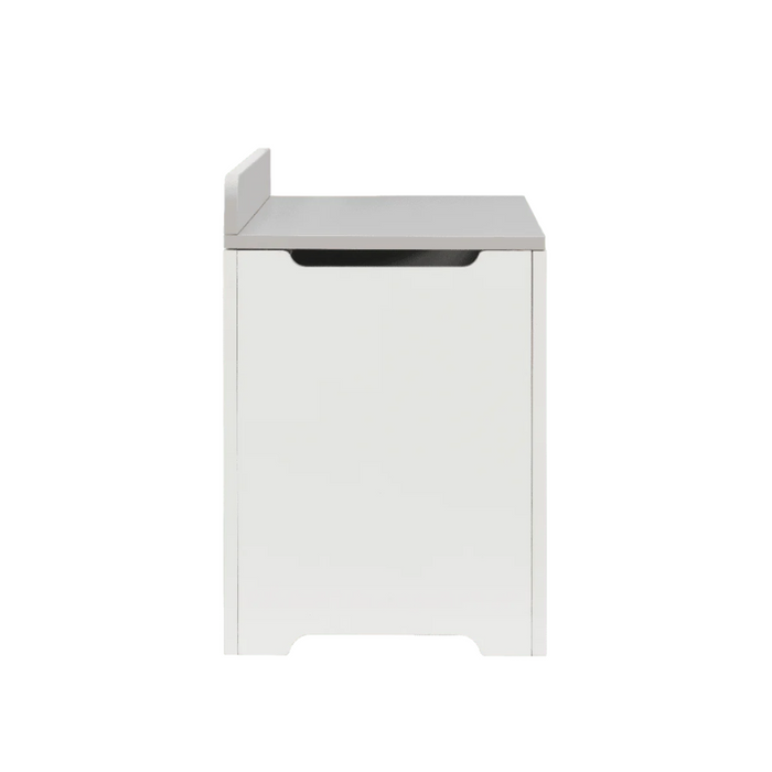 Rio Toy Box White and Dove Grey featuring side cut-out handles for easy lifting