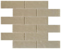 Ripple Cream 2x6 Glass Mosaic Tile 12x12 Sheet