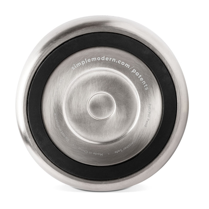 Brushed stainless steel ice maker with black silicone bottom band and grip