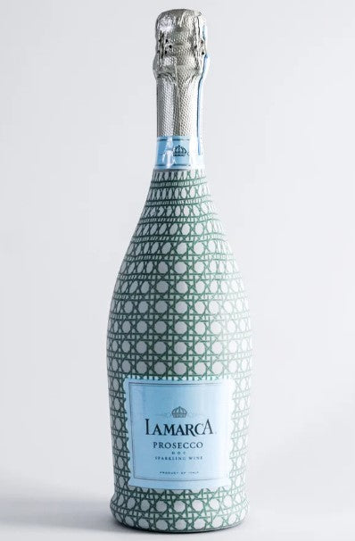 Sage and White Cane Prosecco Bottle Wrap