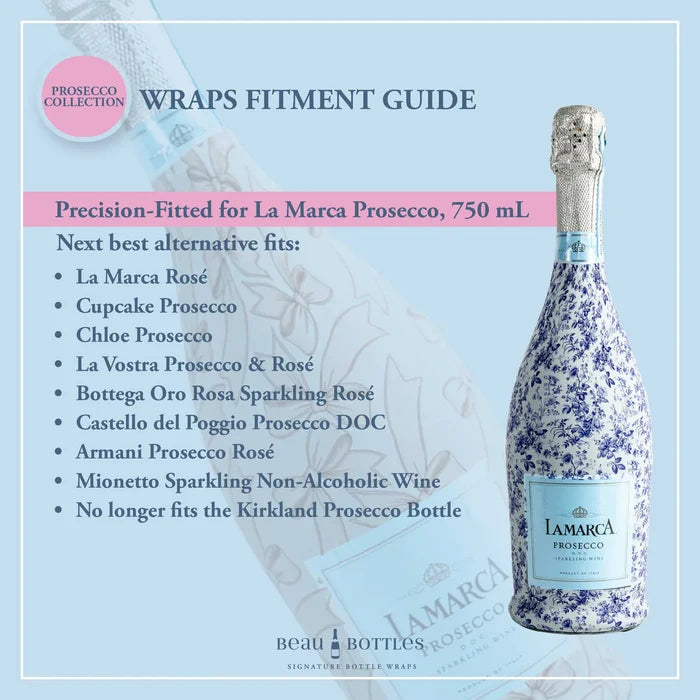 Sage and White Cane Prosecco Bottle Wrap