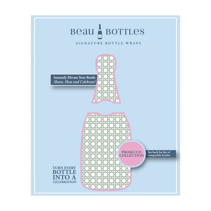Sage and White Cane Prosecco Bottle Wrap