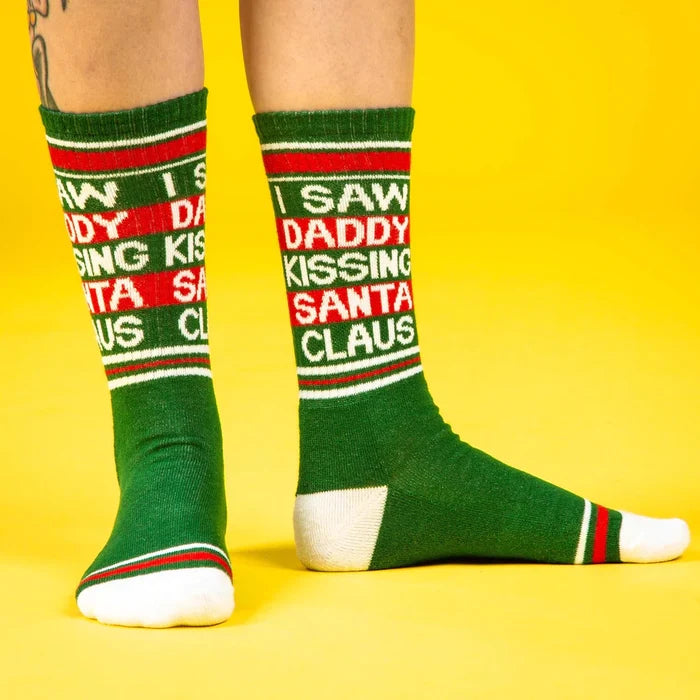 Saw Daddy Kissing Santa Gym Socks