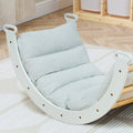 Rocker with a soft blue cushion on a wooden floor in a room setting