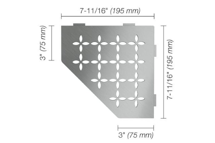 Schluter Floral Shower Shelf - Brushed Stainless