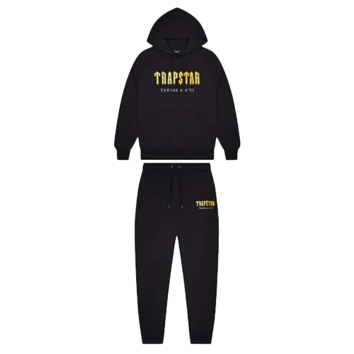 Set Trapstar Decoded Chenille Hooded Tracksuit Black/Yellow TRAPSTAR Dresy