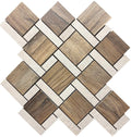 Sherwood Square Walnut 11x12 Wood-Look Porcelain Mosaic Tile