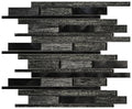 Silk Black Linear Glass Mosaic Tile 12x12 Sheet