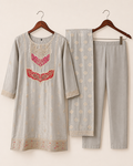 Silver-grey embroidered three-piece suit