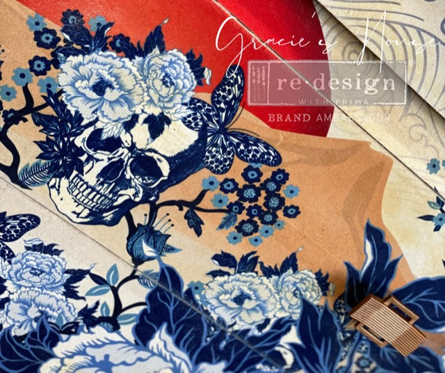 Skull Chinoiserie - Cece ReStyled  Mulberry Decoupage Paper - Piglet's Closet