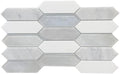 Snow Pearlescent Picket 14x10 Glass Mosaic Tile