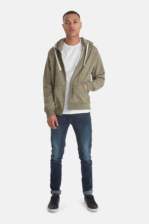Solid Colour Zip Hoodie - Forest Green