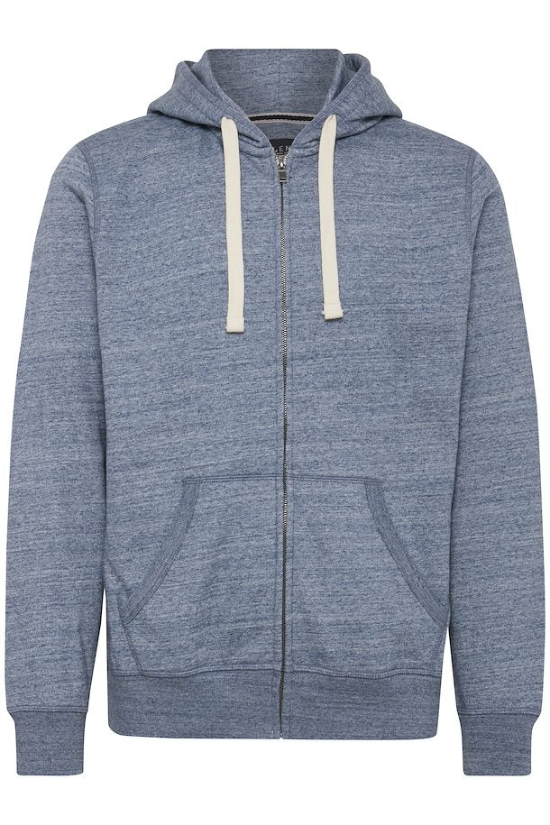 Solid Colour Zip Hoodie - Navy