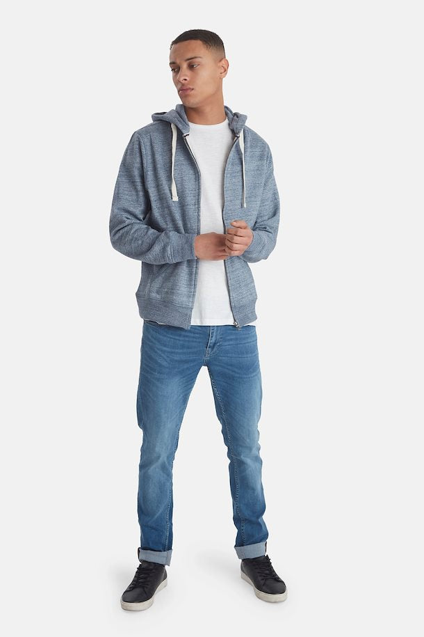 Solid Colour Zip Hoodie - Navy