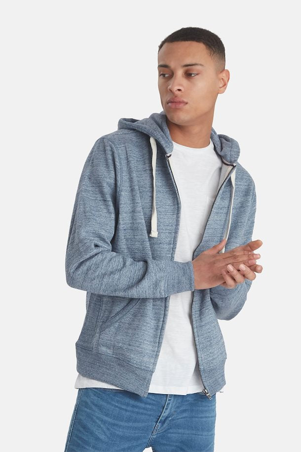 Solid Colour Zip Hoodie - Navy