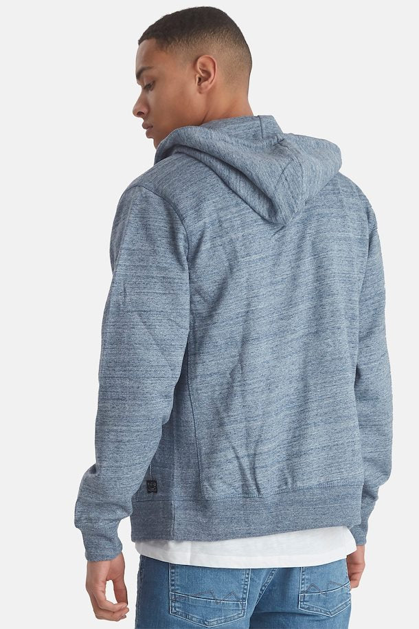 Solid Colour Zip Hoodie - Navy