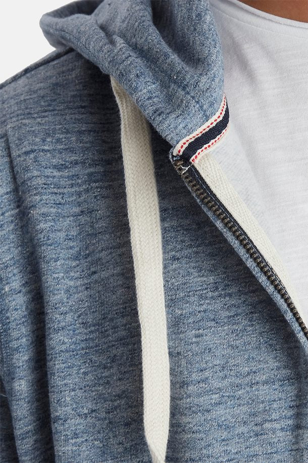 Solid Colour Zip Hoodie - Navy