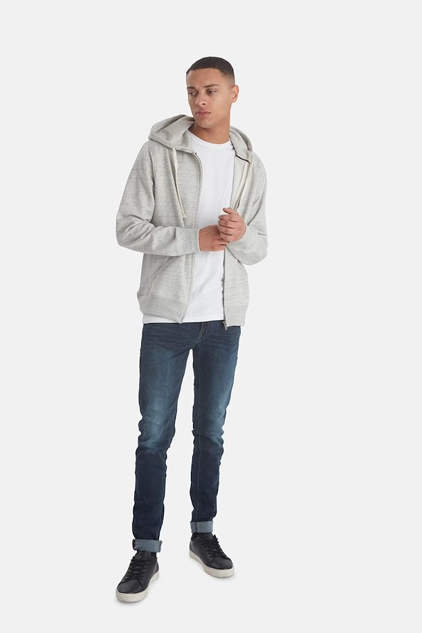 Solid Colour Zip Hoodie - Stone Mix