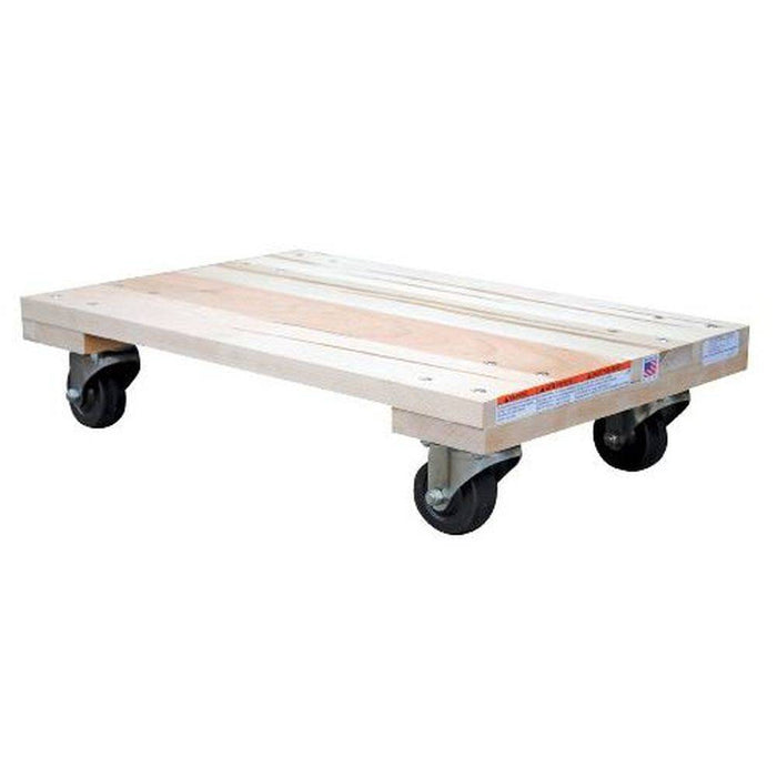 Vestil solid-deck hardwood dolly with hard-rubber casters