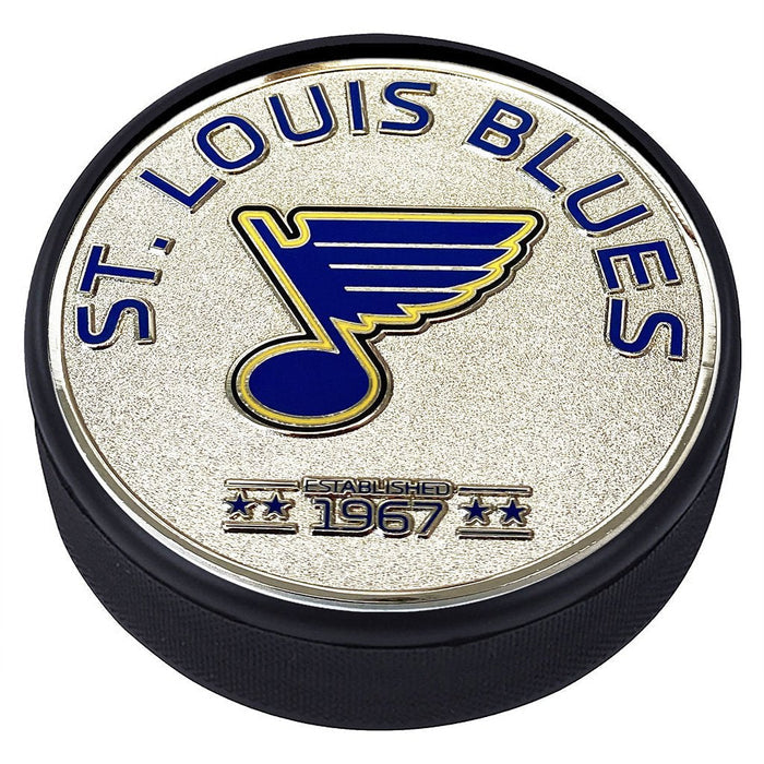 St. Louis Blues Puck - Established Silver Medallion