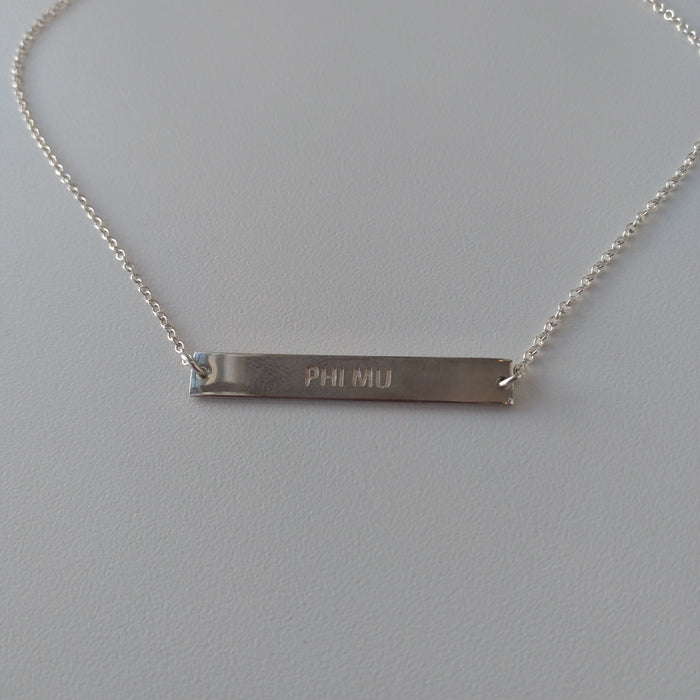Sterling Words Bar Necklace - Phi Mu
