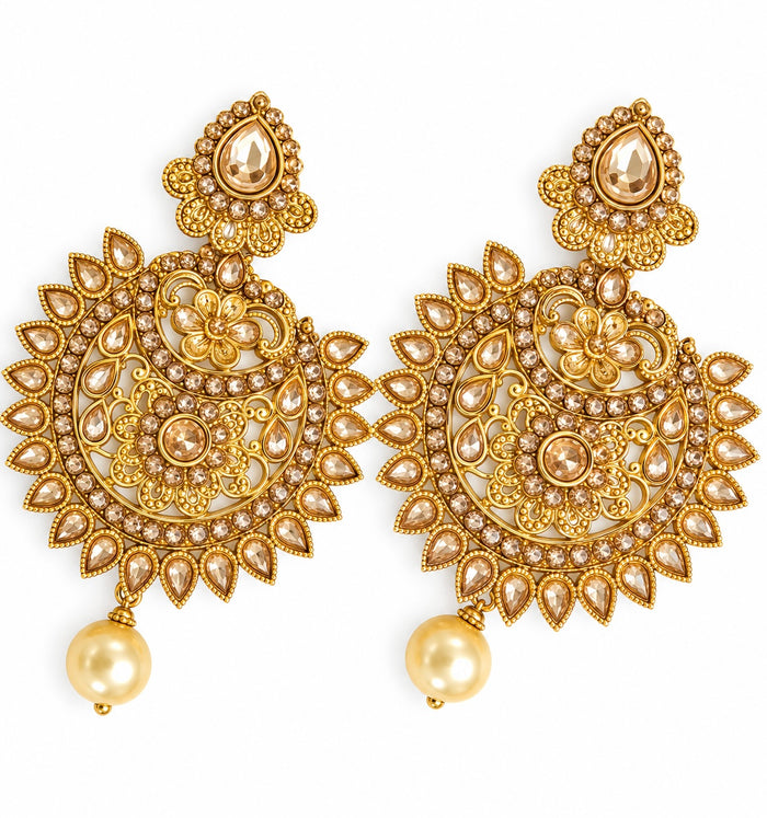 Stone & Pearl Jhumka Earrings