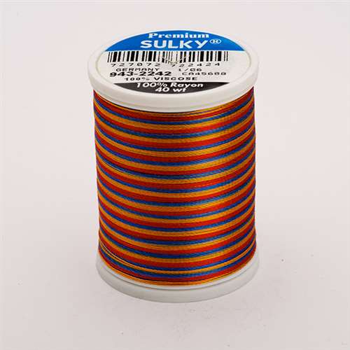 Sulky 40 wt 850 Yard Rayon Thread - 943-2242 - Red/Gold/Blue