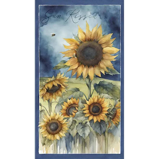 Sunkissed Blue Sunflower Panel 24″ by Wilmington