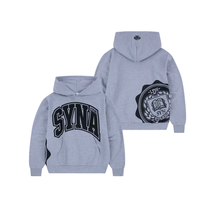 Syna World College Hoodie Grey Marl Syna World Bluzy
