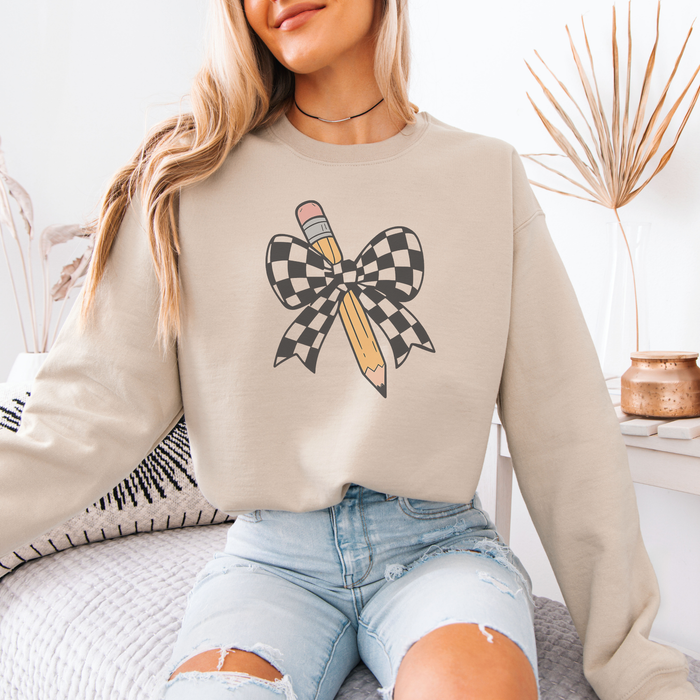Teacher Coquette Pencil Crewneck Sweatshirt