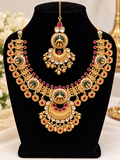 Temple-style necklace and maang tikka set