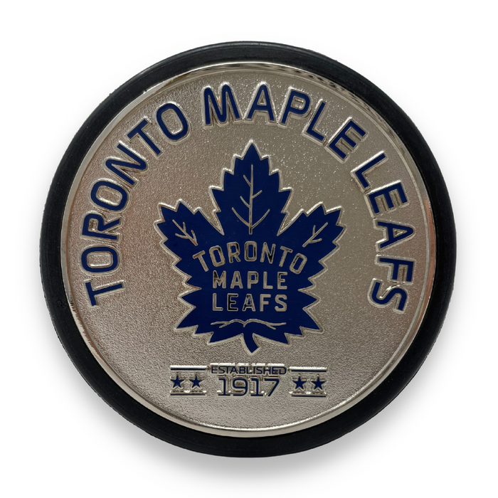 Toronto Maple Leafs Puck - Established Silver Medallion