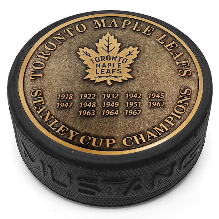 Toronto Maple Leafs Puck - Stanley Cup Years Gold Medallion