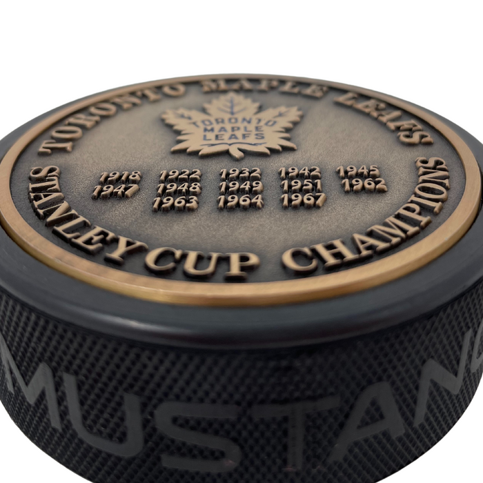 Toronto Maple Leafs Puck - Stanley Cup Years Gold Medallion