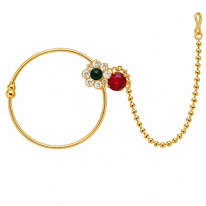 Traditional Gold-Tone Bridal Nath with Chain