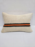 Turkish Hemp Pillow Cushion Natural Cream Black Orange Pillow Cushion Cover 16" x 24" #9113