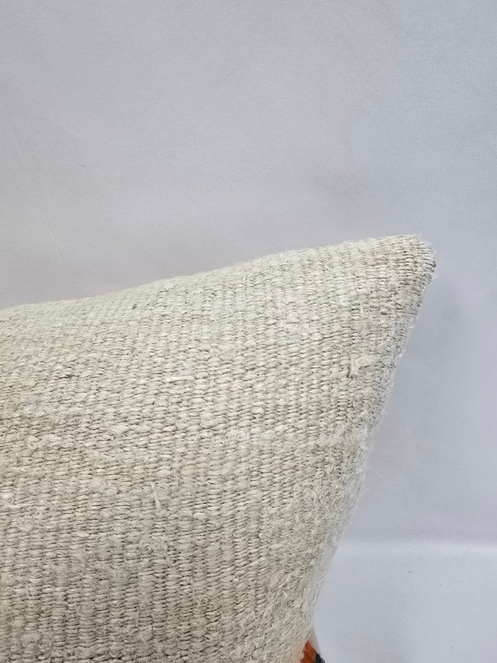 Turkish Hemp Pillow Cushion Natural Cream Black Orange Pillow Cushion Cover 16" x 24" #9113
