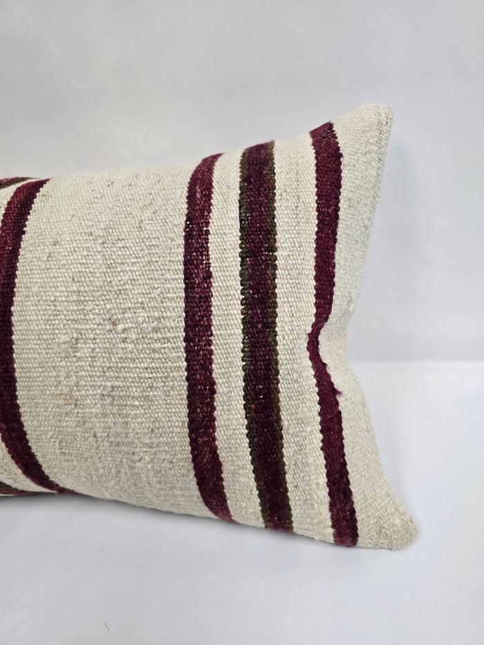 Turkish Hemp Pillow Cushion Natural Cream Black Pillow Cushion Cover 16" x 24" #9103