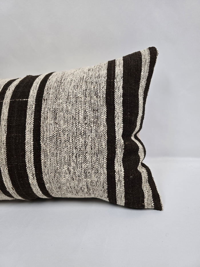 Turkish Hemp Pillow Cushion Natural Cream Black Pillow Cushion Cover 16" x 24" #9100