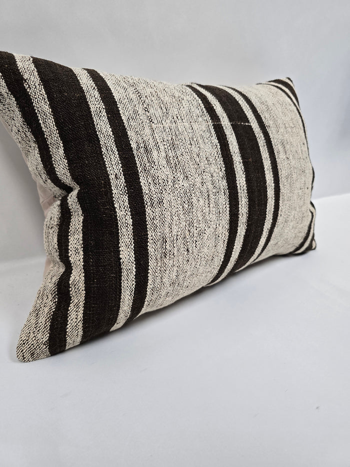 Turkish Hemp Pillow Cushion Natural Cream Black Pillow Cushion Cover 16" x 24" #9100