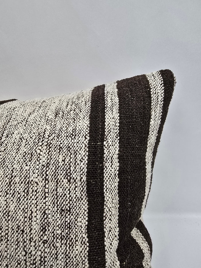 Turkish Hemp Pillow Cushion Natural Cream Black Pillow Cushion Cover 16" x 24" #9100