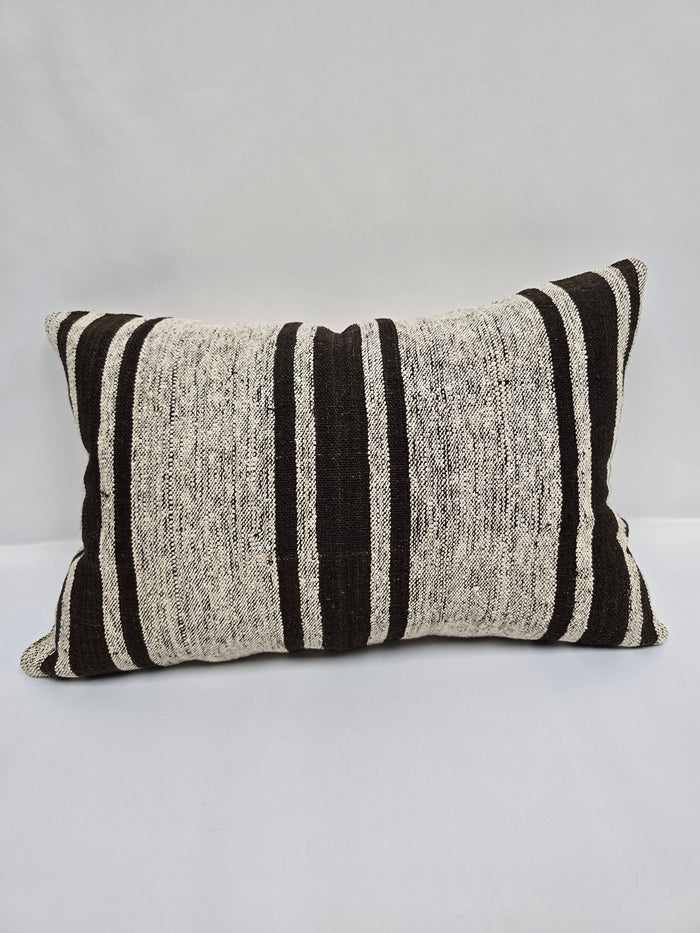 Turkish Hemp Pillow Cushion Natural Cream Black Pillow Cushion Cover 16" x 24" #9114