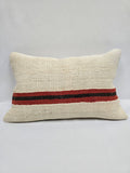 Turkish Hemp Pillow Cushion Natural Cream Black Red Pillow Cushion Cover 16" x 24" #9115