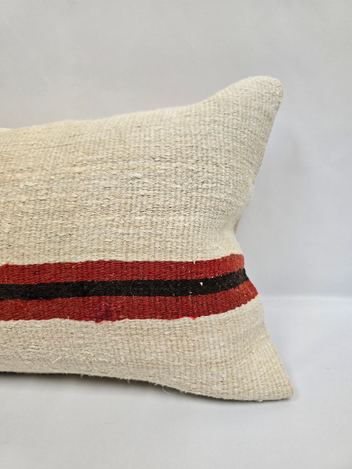 Turkish Hemp Pillow Cushion Natural Cream Black Red Pillow Cushion Cover 16" x 24" #9115