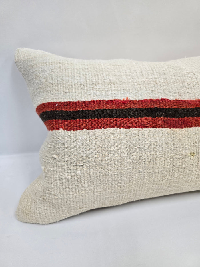 Turkish Hemp Pillow Cushion Natural Cream Black Red Pillow Cushion Cover 16" x 24" #9101