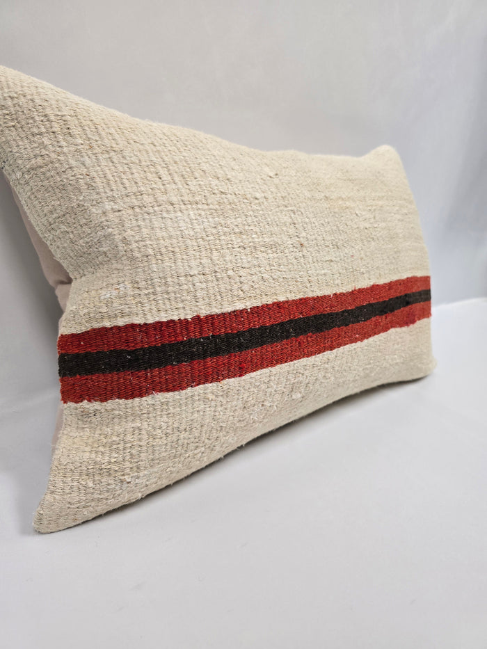 Turkish Hemp Pillow Cushion Natural Cream Black Red Pillow Cushion Cover 16" x 24" #9115