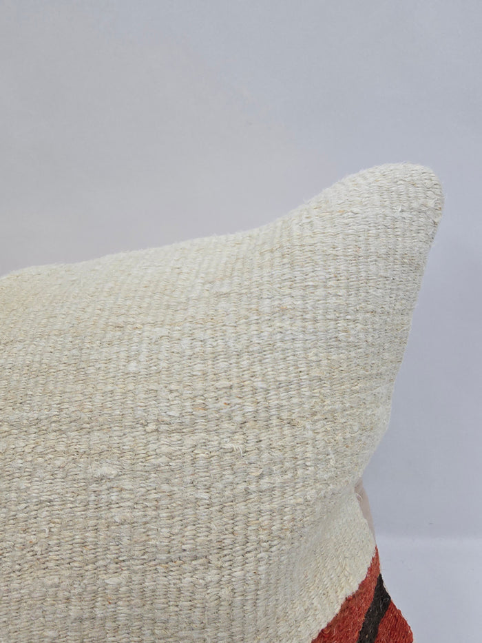 Turkish Hemp Pillow Cushion Natural Cream Black Red Pillow Cushion Cover 16" x 24" #9115