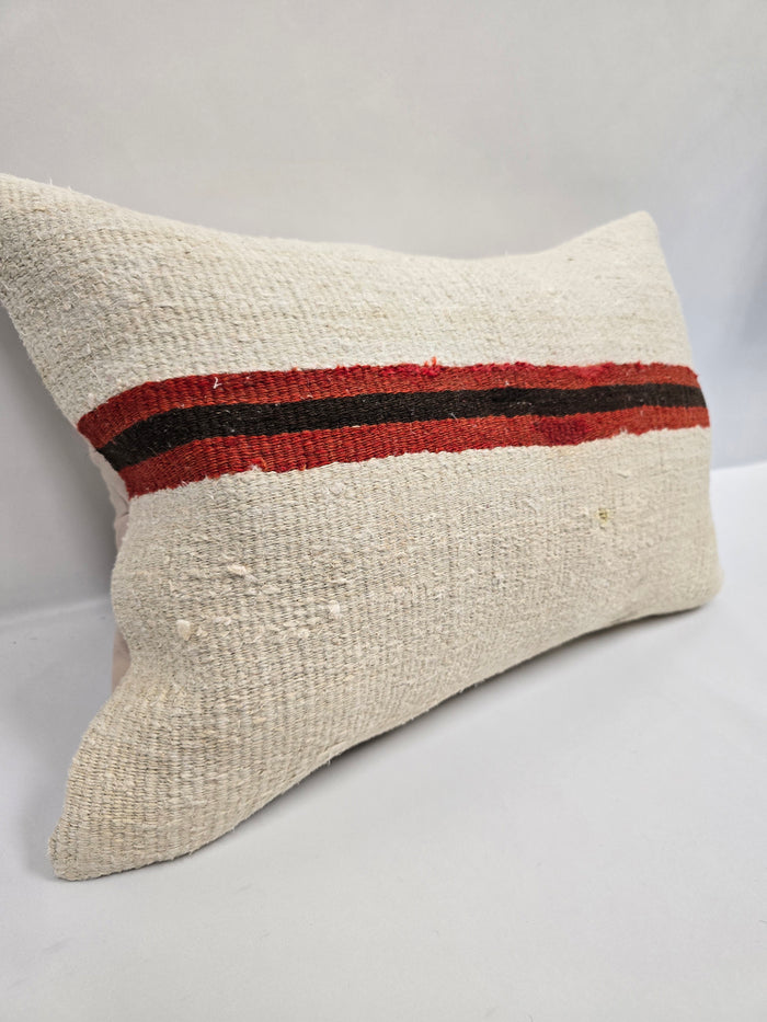 Turkish Hemp Pillow Cushion Natural Cream Black Red Pillow Cushion Cover 16" x 24" #9101