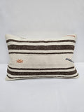 Turkish Hemp Pillow Cushion Natural Cream Brown Blue Pillow Cushion Cover 16" x 24" #9109
