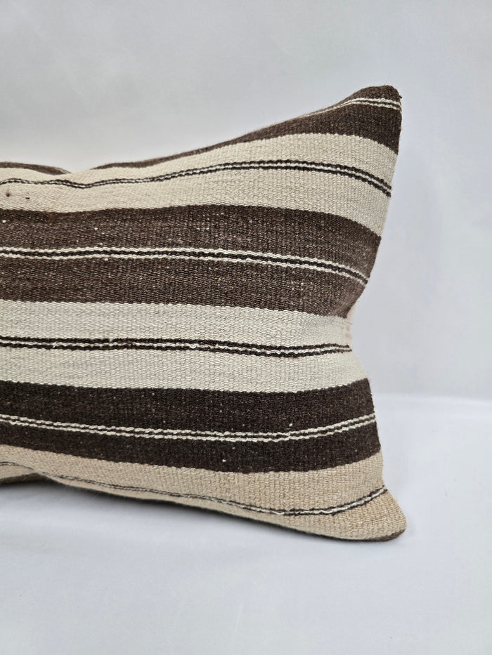 Turkish Hemp Pillow Cushion Natural Cream Brown Pillow Cushion Cover 16" x 24" #9121